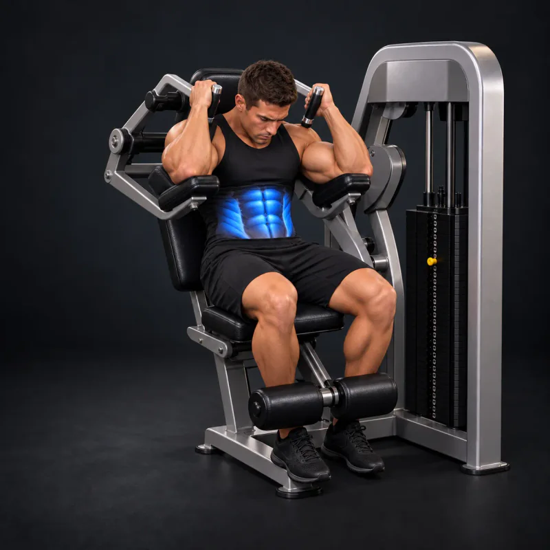 Máquina de Abdominales (Crunch): posición final