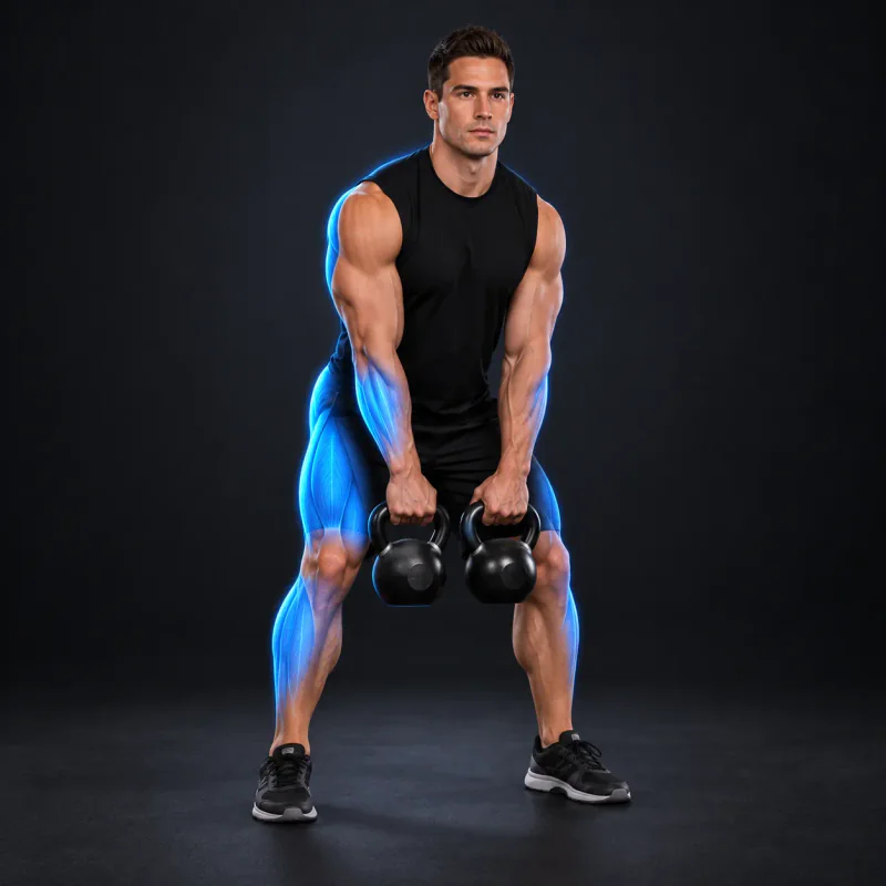 Cargada Colgante Alterna con Kettlebells
