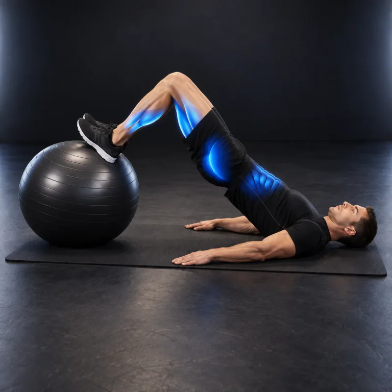 Curl Femoral con Fitball: posición final