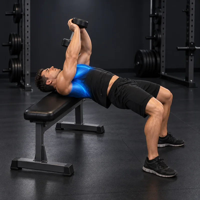 Pullover con Mancuerna y Brazos Flexionados