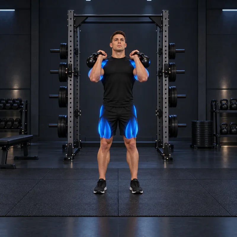 Push Press con Doble Kettlebell: posición inicial