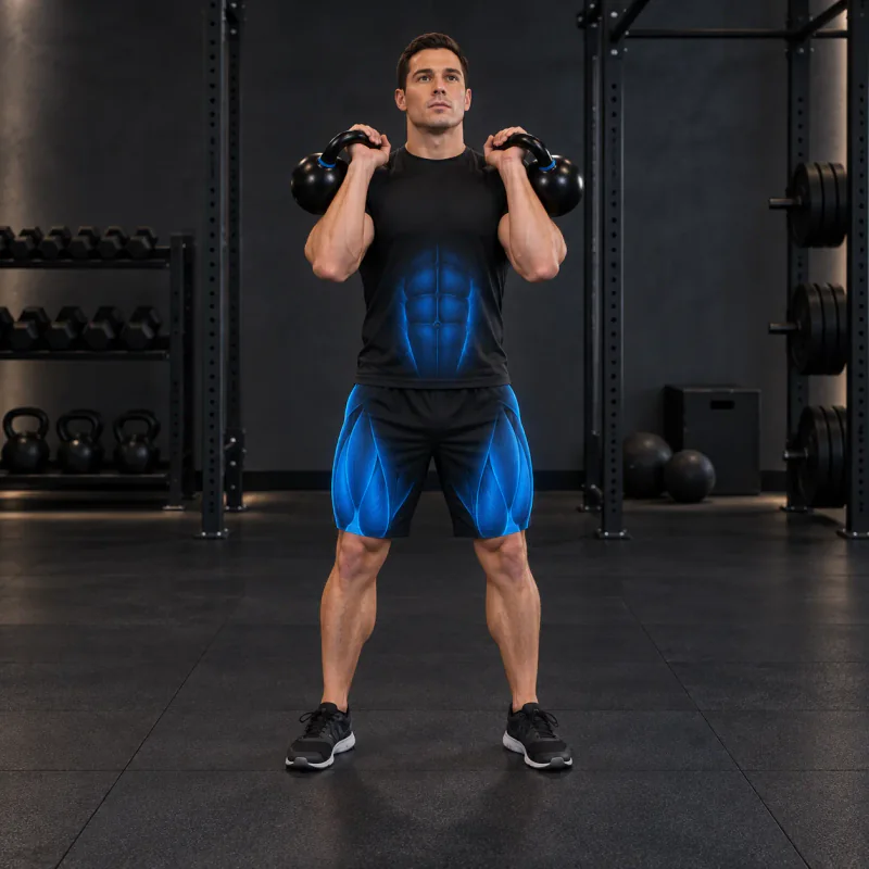 Sentadilla Frontal con Dos Kettlebells