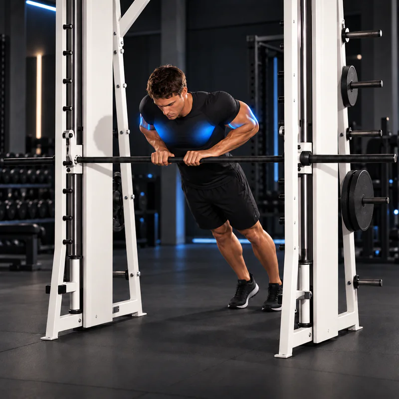 Flexiones Inclinadas con Agarre Cerrado: posición final