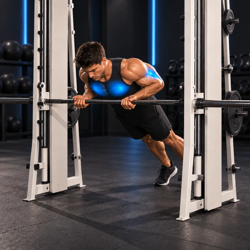 Flexiones Inclinadas con Agarre Invertido: posición final