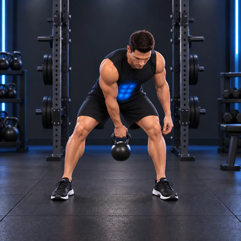 Paso de Kettlebell Entre las Piernas: posición final
