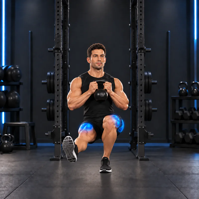 Sentadilla Pistol con Kettlebell: posición final