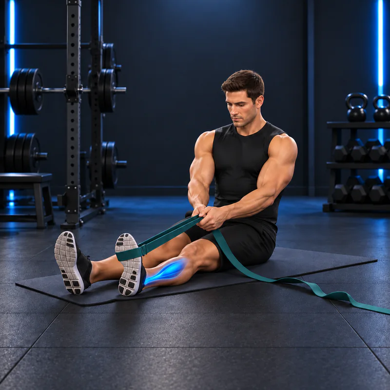 Estiramiento del tibial posterior: posición final