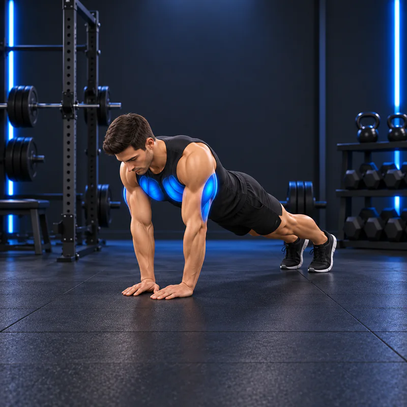 Flexiones: posición cerrada de tríceps