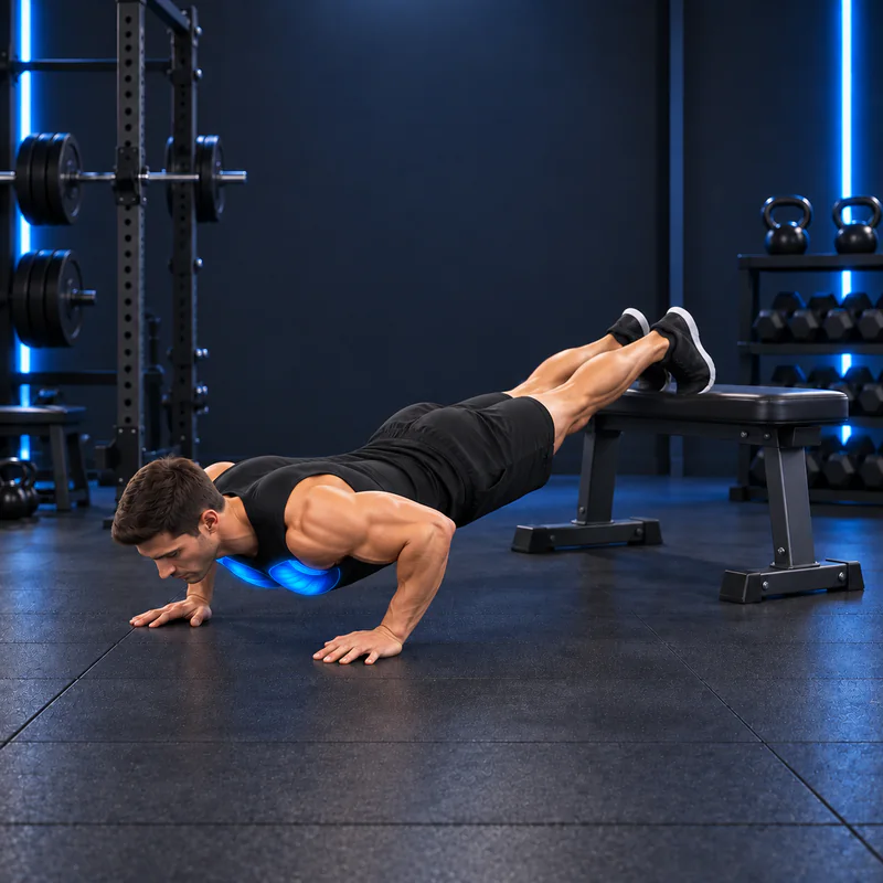Flexiones con los pies elevados: posición final