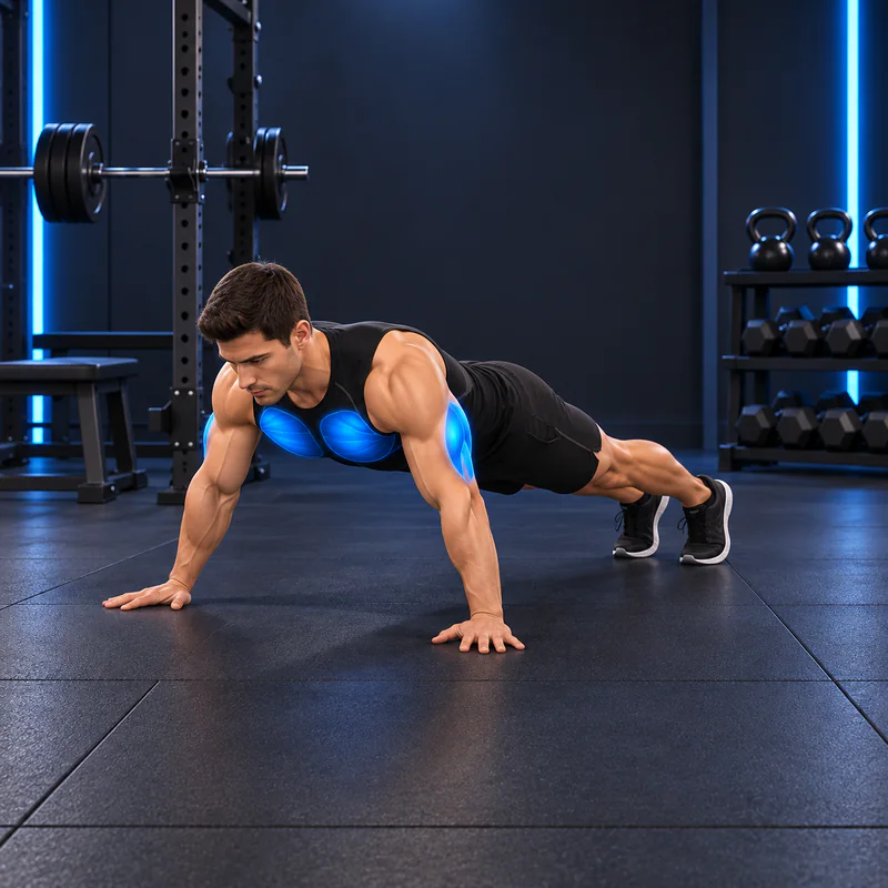 Flexiones (posiciones de manos cercanas y abiertas)