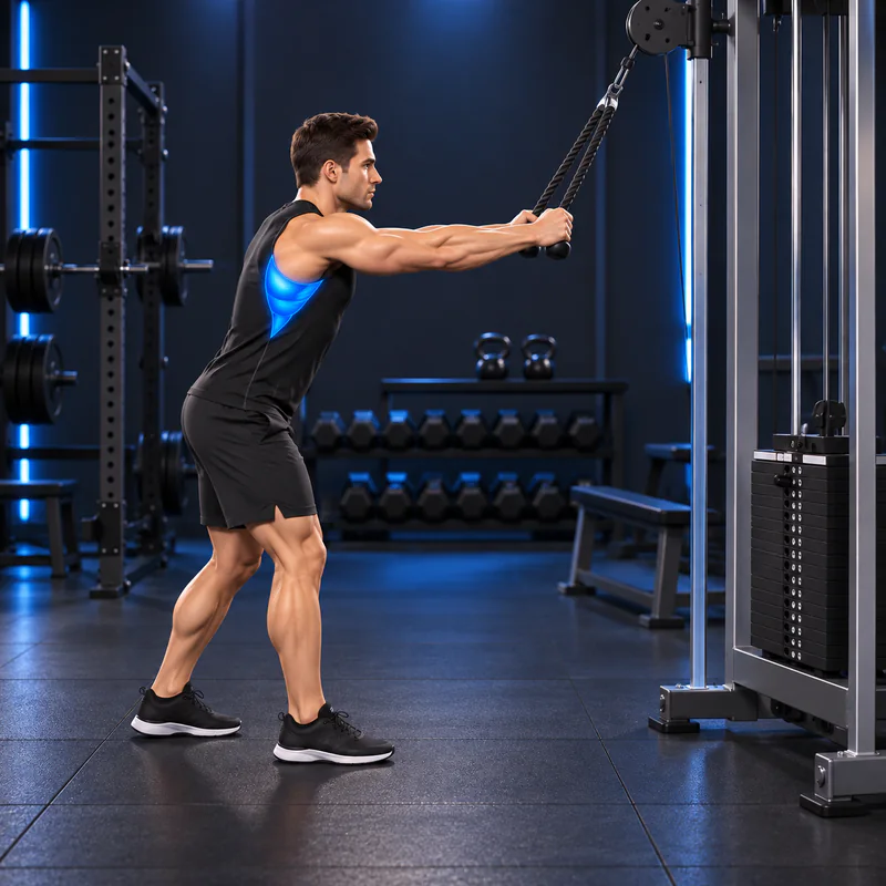 Pulldown con cuerda y brazo recto