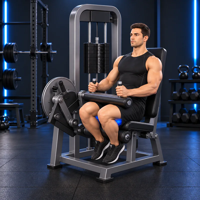 Curl de Piernas Sentado en Máquina: posición final