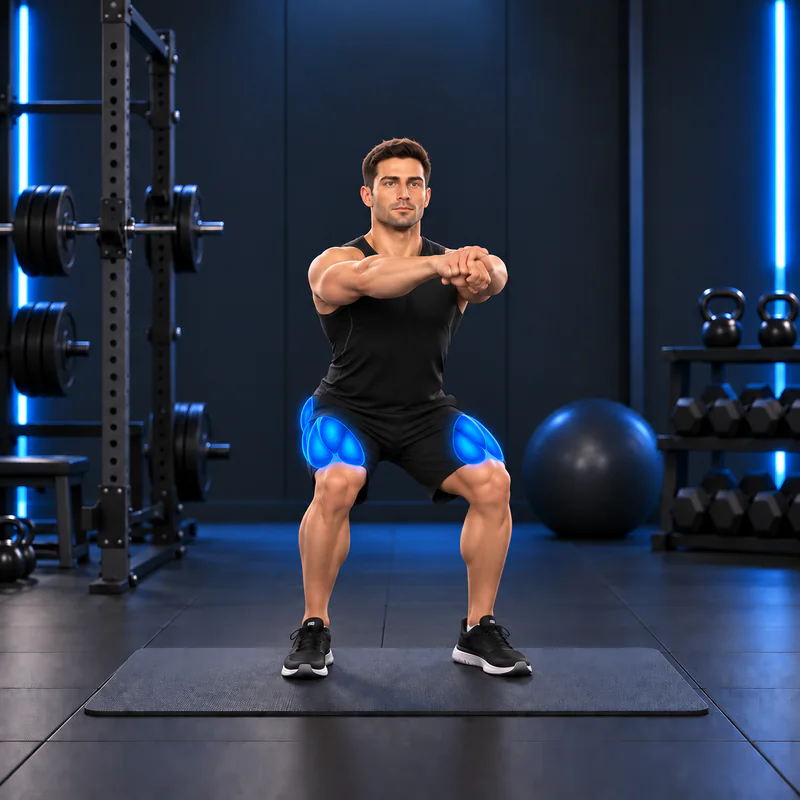 Sentadillas Sit Squat: posición final