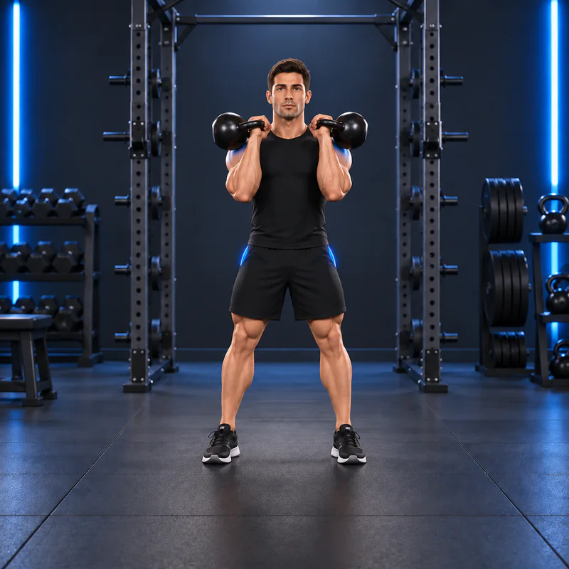 Cargada con Dos Kettlebells: posición final