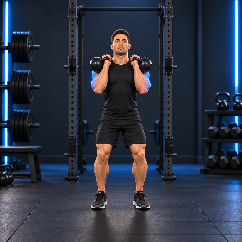 Envión con Dos Kettlebells: posición inicial