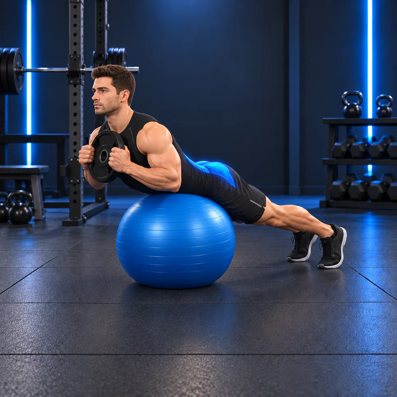 Hiperextensión con Peso sobre Fitball: posición final