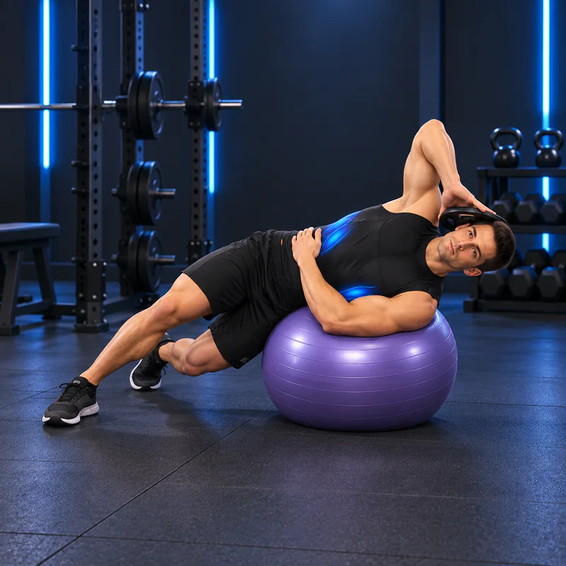 Flexión Lateral con Peso sobre Fitball